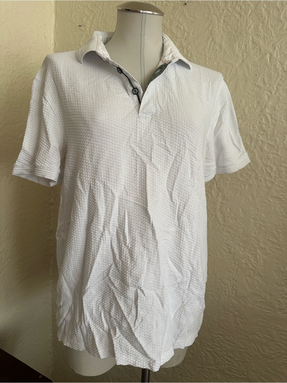 Ted Baker White Textured Polo Shirt Mens 4 Large